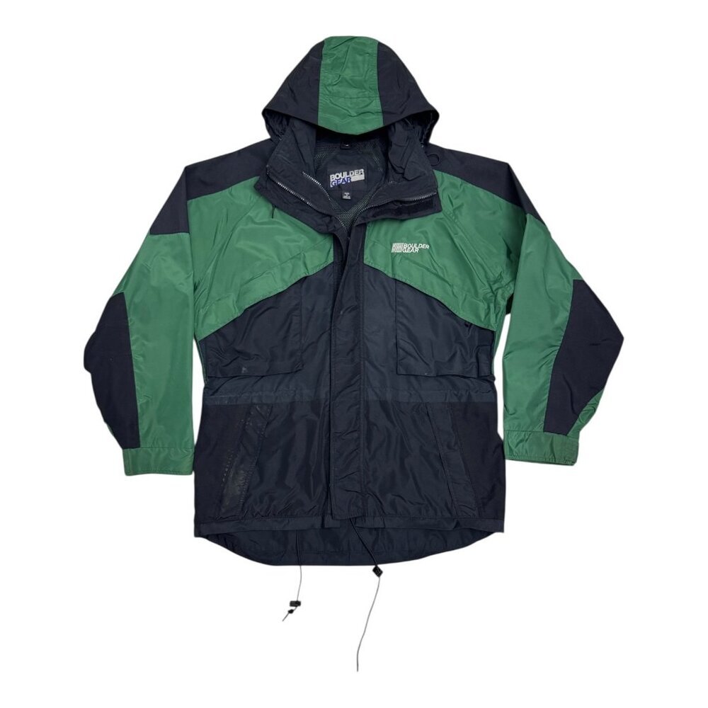 VINTAGE BOULDER GEAR Waterproof Vintage 90s Green Windbreaker Jacket Mens Small